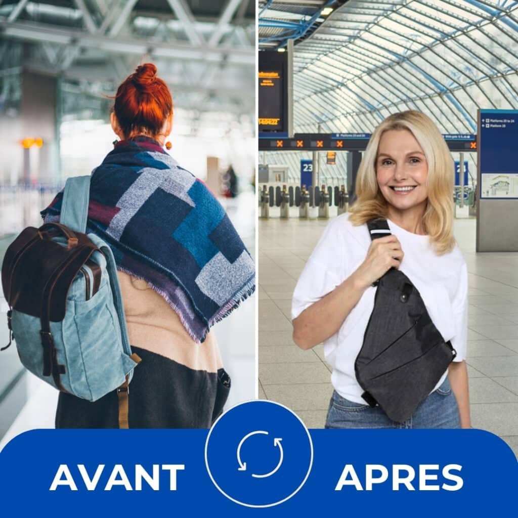 Avant / Après Sacoche antivol voyage avion flyerblue